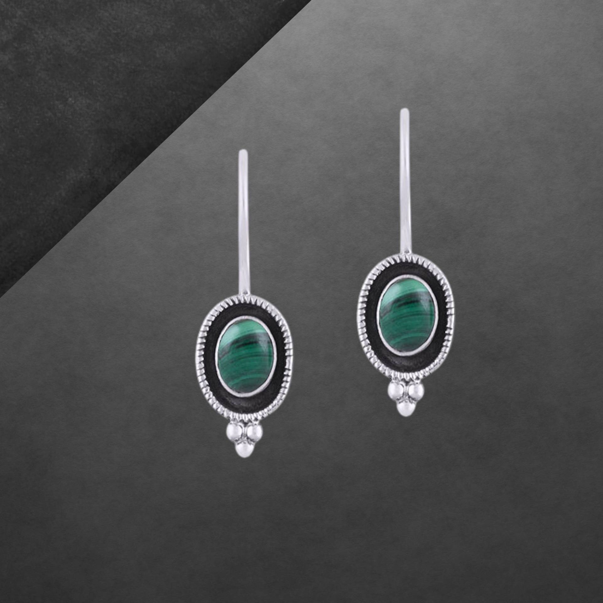 Ohrringe Aus 925 Sterling Silber, Geschwärzt, Antik Stil, Mit Marmoriertem Malachit Ohrringe Aus 925 Sterling Silber, Geschwärzt, Antik Stil, Mit Marmoriertem Malachit von ShivasSilver