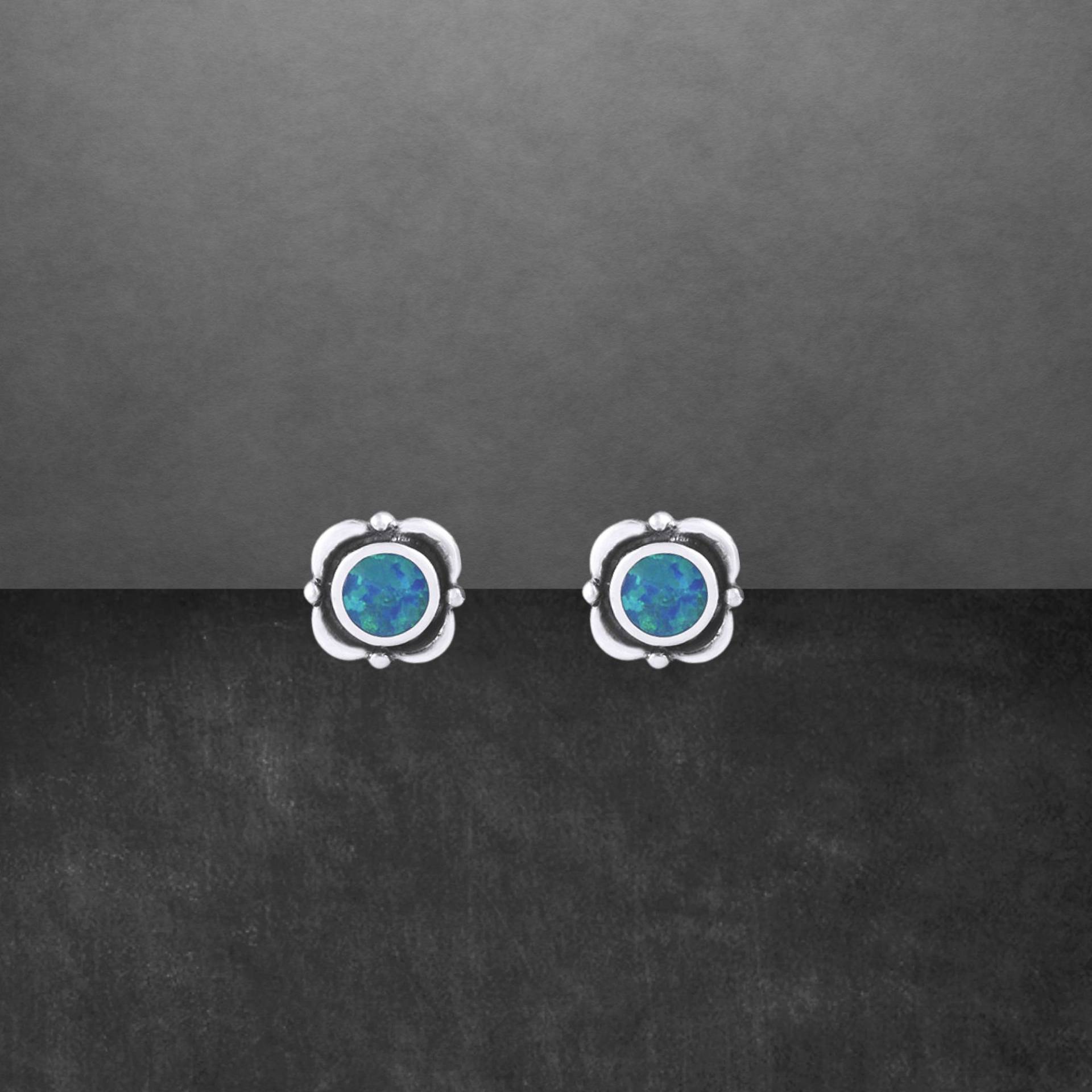 Ohrstecker 925 Sterling Silber, Synthetisch Hergestellter Opal Blüte von ShivasSilver