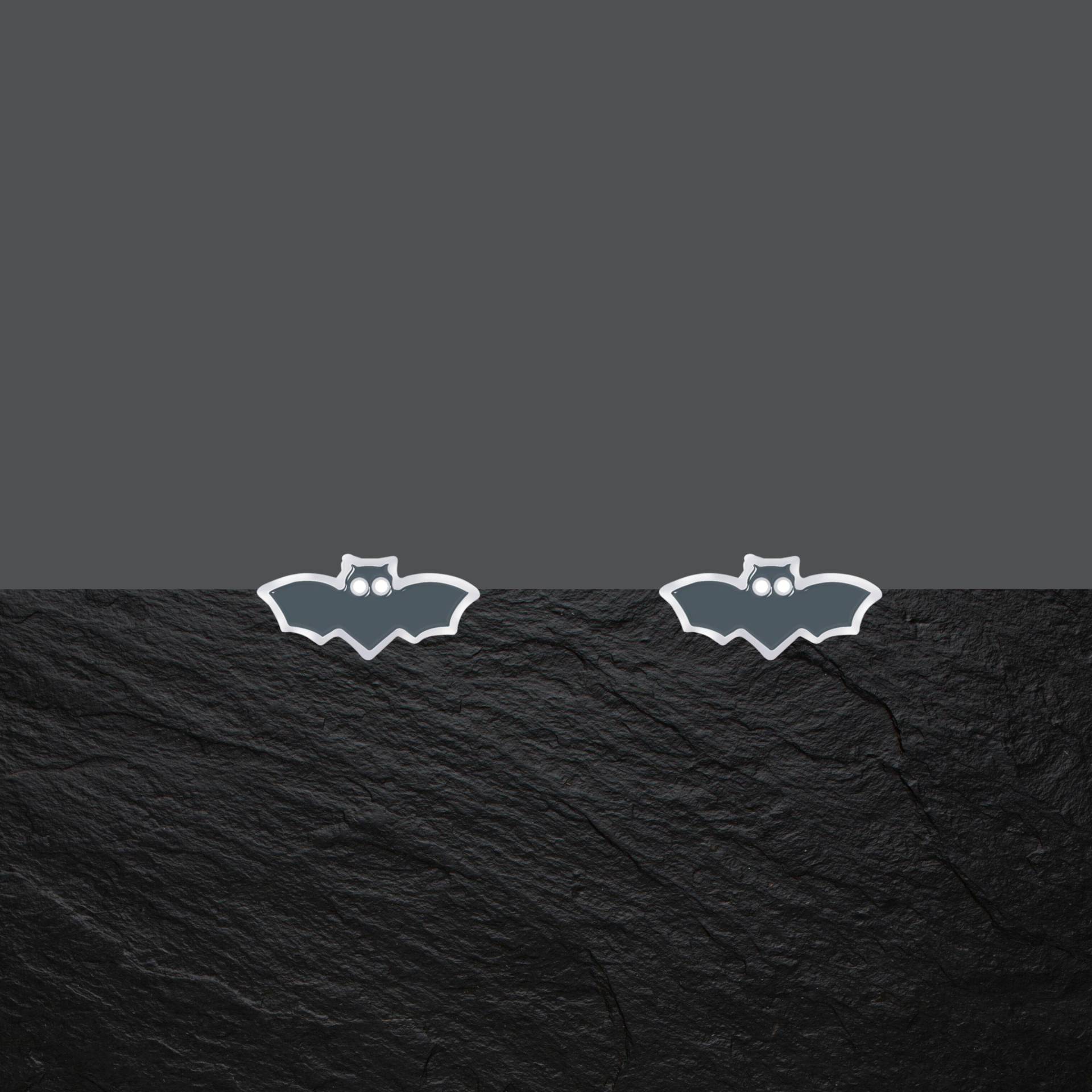 Ohrstecker Aus 925 Sterling Silber, Emaille, Schwarz, Fledermaus, 9 X 4 Mm, 288D von ShivasSilver