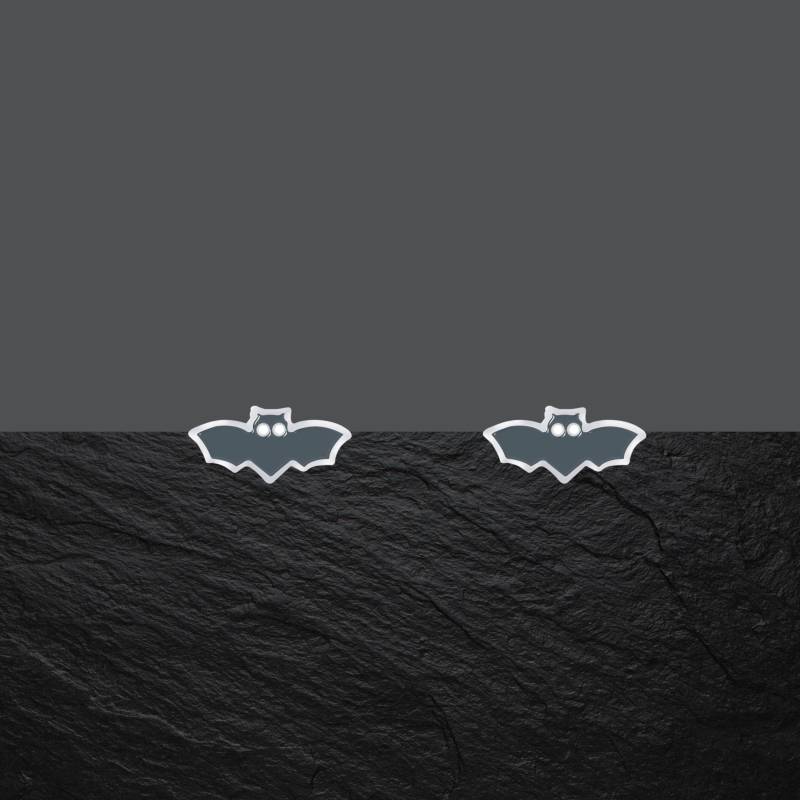 Ohrstecker Aus 925 Sterling Silber, Emaille, Schwarz, Fledermaus, 9 X 4 Mm, 288D von ShivasSilver