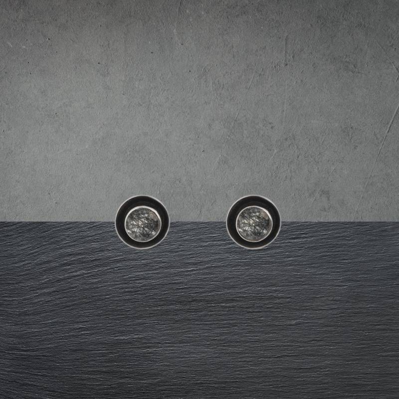 Ohrstecker Aus 925 Sterling Silber, Geschwärzt, Schwarzer Rutil Quarz Cabochon, 10 Mm Durchmesser, 7961 Ohrstecker Aus 925 Sterling Silber, Geschwärzt, Schwarzer Rutil Quarz Cabochon, 10 Mm Durchmesser, 7961 von ShivasSilver