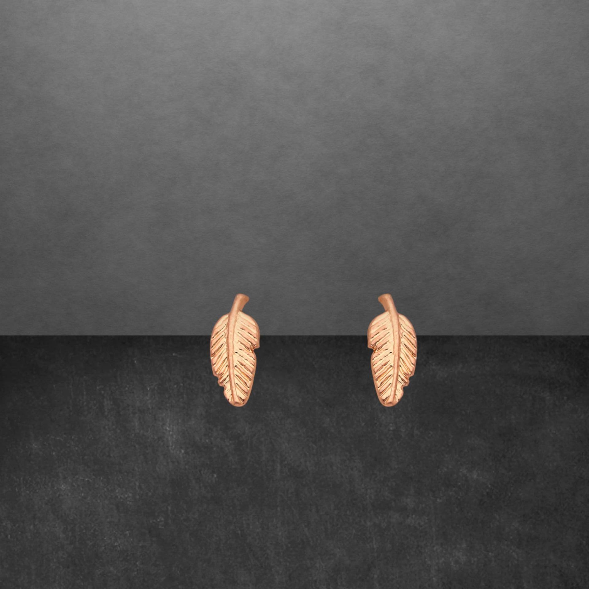 Ohrstecker Aus 925 Sterling Silber, Mit Rotgold Überzogen, Dezent Glänzend, Blatt, 12 X 5 Mm, 77 A von ShivasSilver