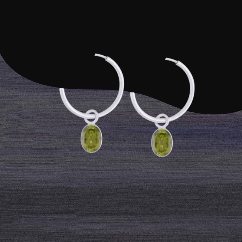 Peridot Creolen 925 Sterling Silber Zierliches, Modernes Design, Geschenk Für Frauen Mädchen Freundin Neu Handarbeit 66A von ShivasSilver