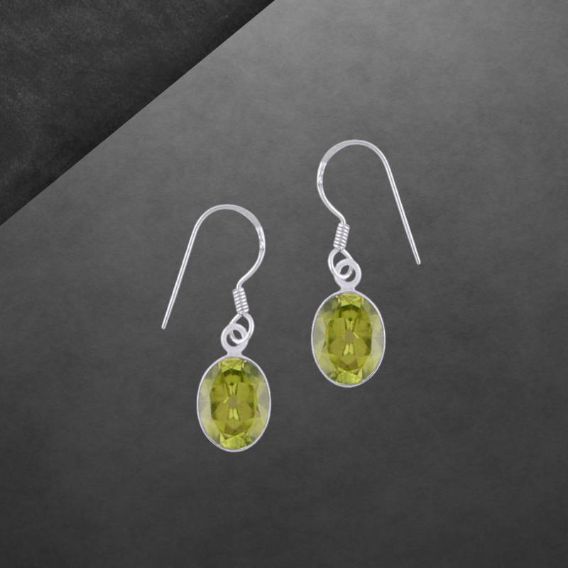 Peridot Ohrringe 925 Sterling Silber Ovale, Facettierte Steine, Geschenk Für Frauen, 5678 von ShivasSilver