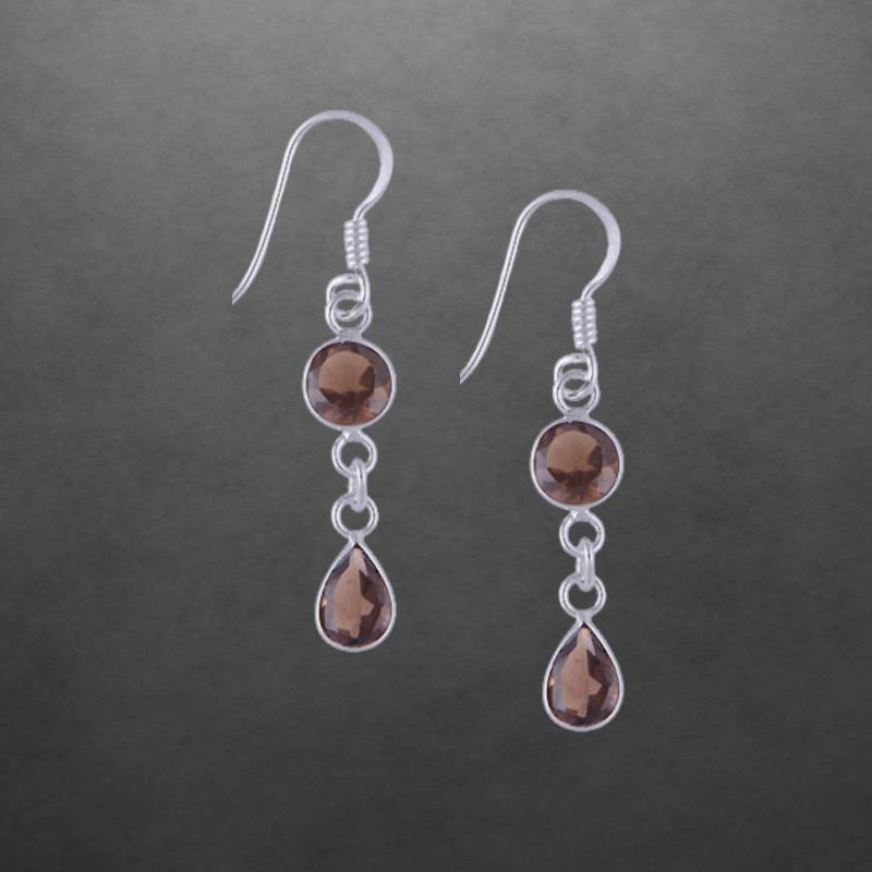 Rauchquarz Kleine Ohrringe 925 Sterling Silber Neu Geschenk Für Freundin Frauen, Mädchen, Weihnachtsgeschenk von ShivasSilver