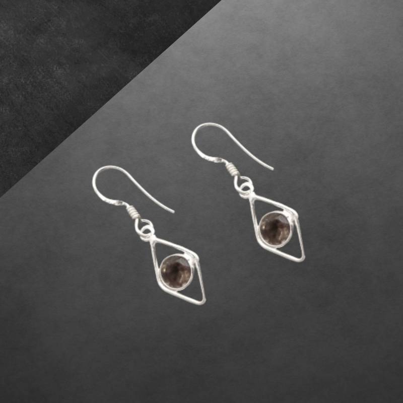 Rauchquarz Ohrringe 925 Sterling Silber, Facettierte Steine, Haken Offen von ShivasSilver