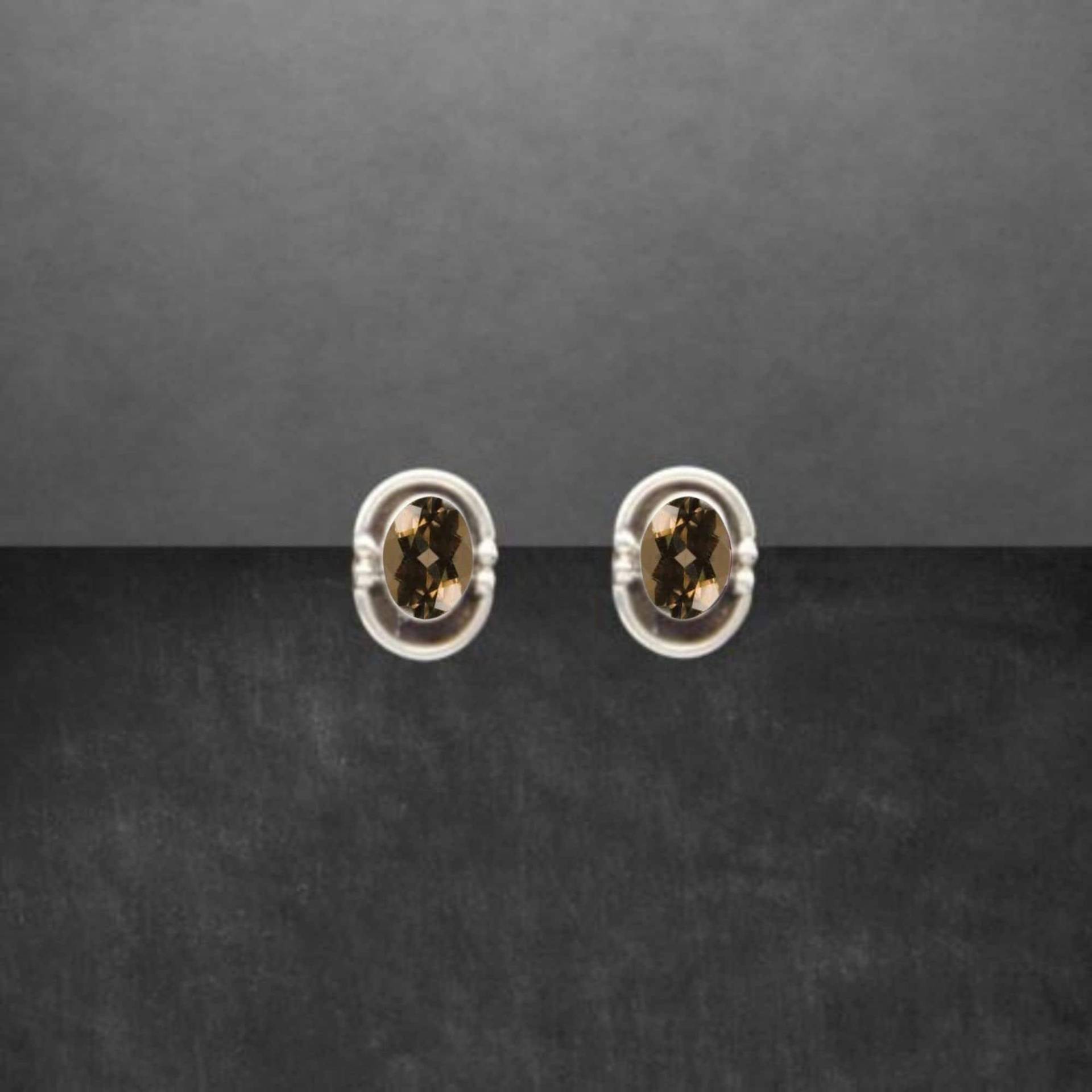 Rauchquarz Ohrstecker 925 Sterling Silber, Geschwärzt, Facettierte Steine, Antik Anmutendes Design von ShivasSilver