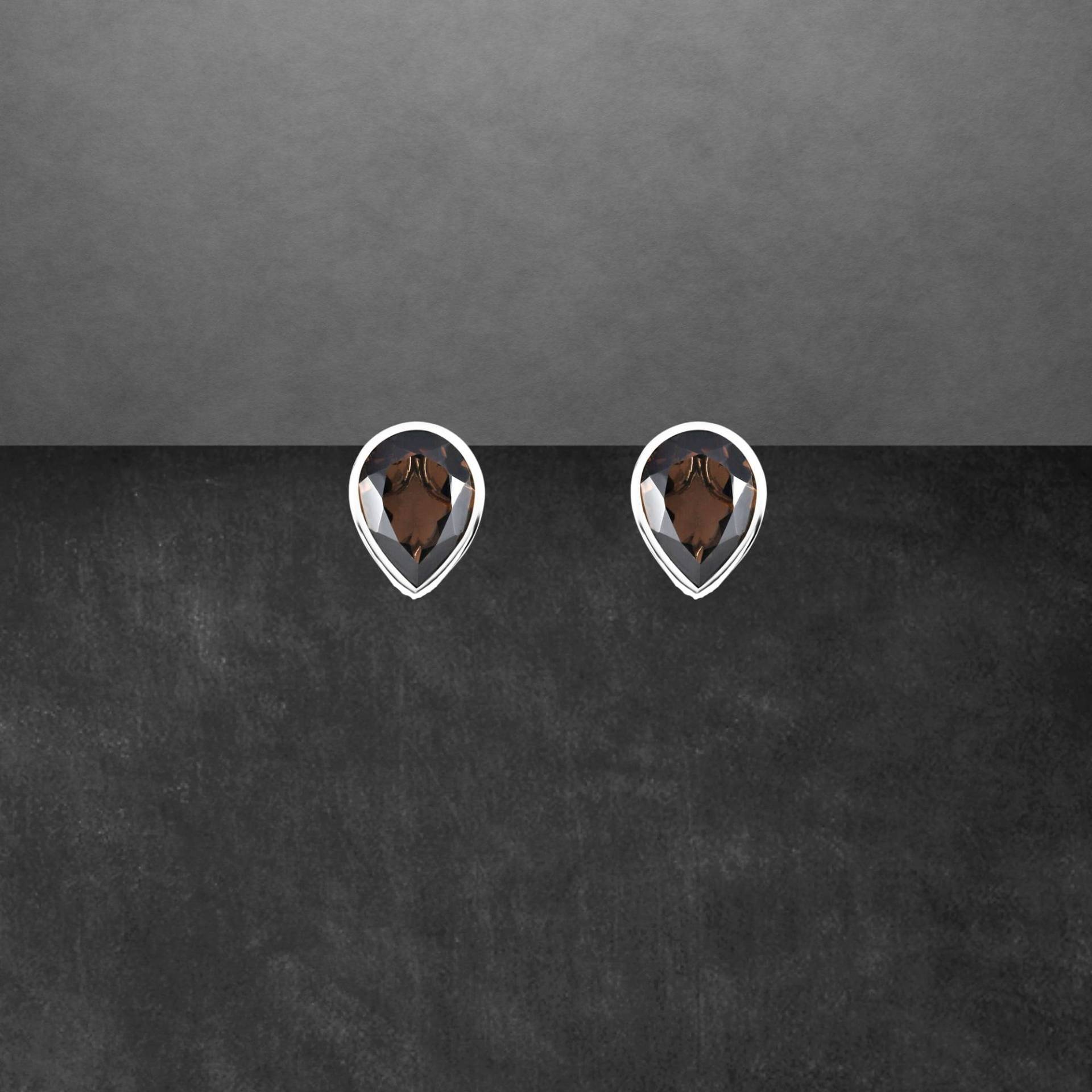 Rauchquarz Ohrstecker 925 Sterling Silber Facettierte Steine, Modernes Design von ShivasSilver