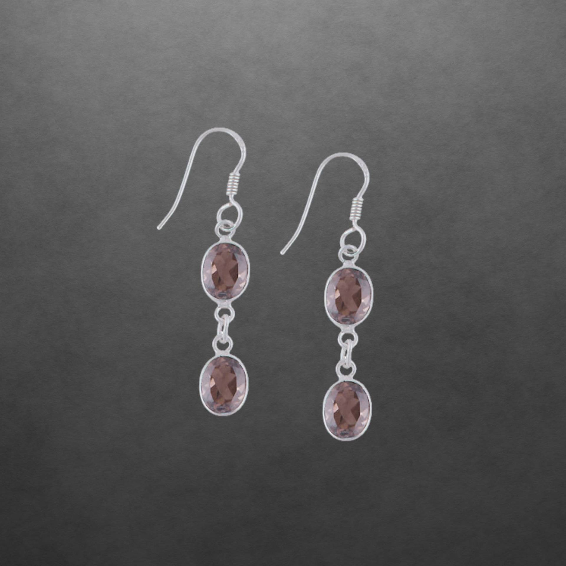 Rauchquarz Oval Klein Ohrringe 925 Sterling Silber Geschenk Für Freundin Frauen, Mädchen, Weihnachtsgeschenk von ShivasSilver