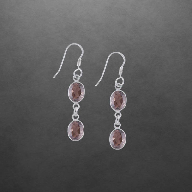 Rauchquarz Oval Klein Ohrringe 925 Sterling Silber Geschenk Für Freundin Frauen, Mädchen, Weihnachtsgeschenk von ShivasSilver