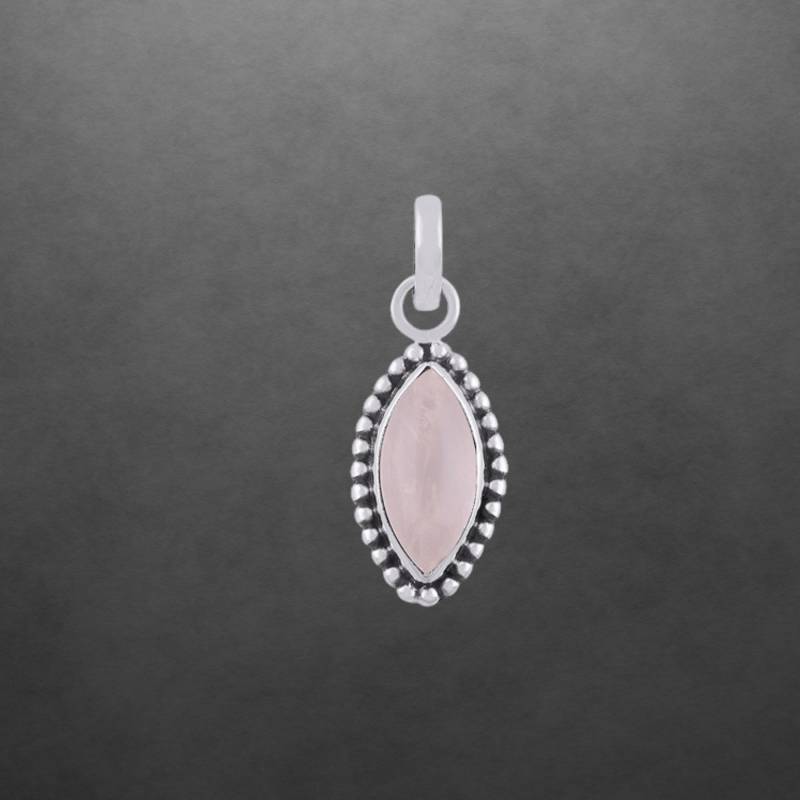Rosenquarz Anhänger Mit 925 Sterling Silber, Geschwärzte Zierde, Kleiner von ShivasSilver