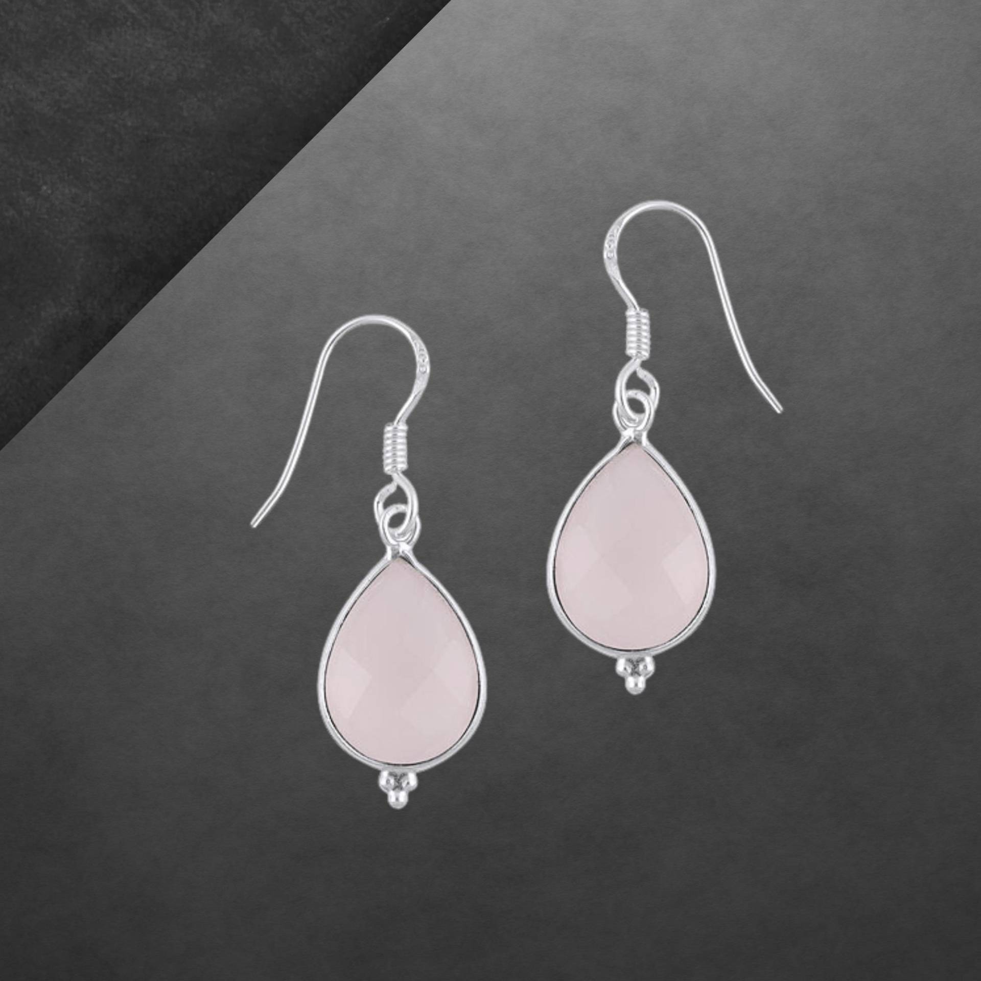 Rosenquarz Ohrringe 925 Sterling Silber Facettierte Tropfen Steine 77C von ShivasSilver