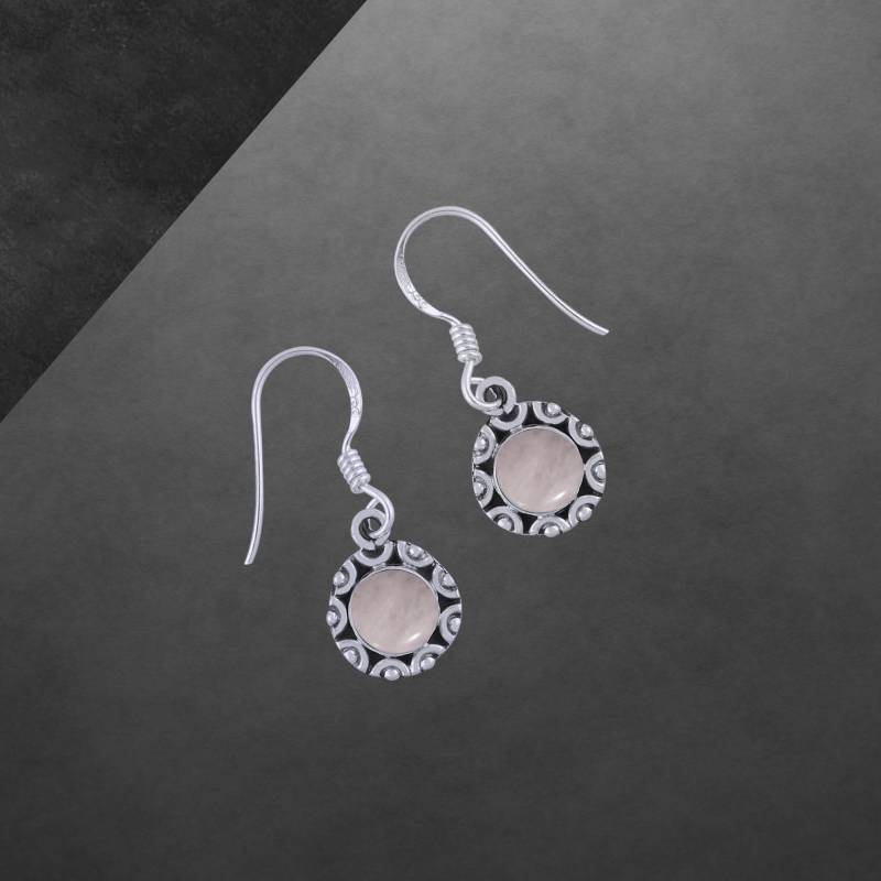Rosenquarz Ohrringe 925 Sterling Silber Neu 020 Geschenk Für Freundin Frauen, Mädchen, Weihnachtsgeschenk Muttertaggeschenk von ShivasSilver
