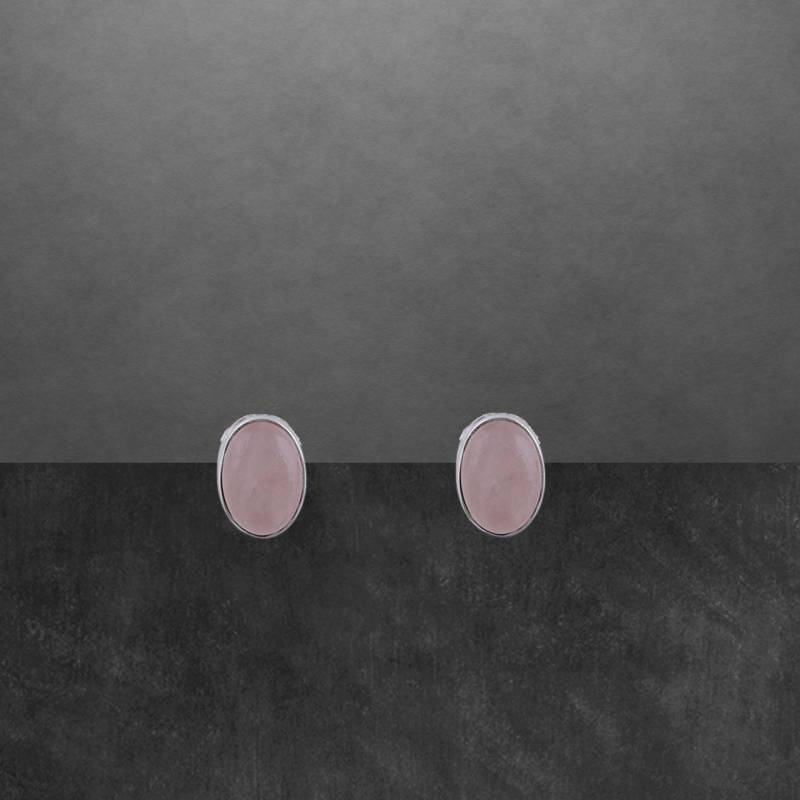 Rosenquarz Ohrstecker 925 Sterling Silber, Cabochon, 8 X 6 Mm 79B von ShivasSilver