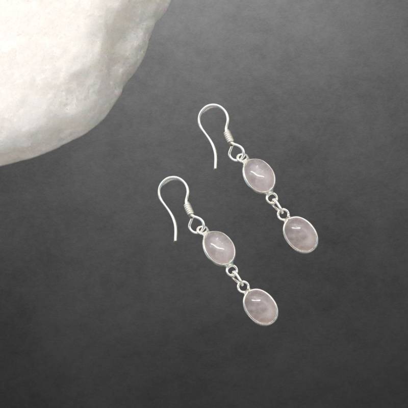 Rosenquarz Zierliche Ohrringe 925 Sterling Silber Neu 33Z Geschenk Für Freundin Frauen, Mädchen, Weihnachtsgeschenk von ShivasSilver