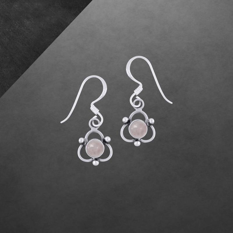 Rosenquarz Zierliche Ohrringe Aus Silber Kleine Rosa Sterlingsilber Für Frauen Geschenk Mädchen Weihnachtsgeschenk Freundin von ShivasSilver