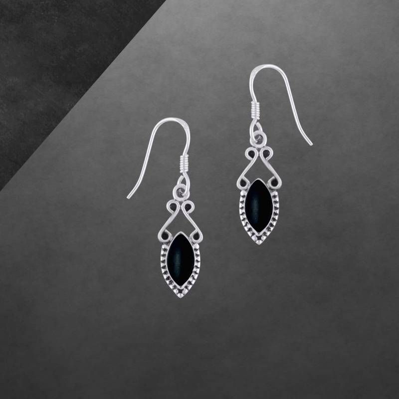 Schwarzer Onyx Ohrringe 925 Sterling Silber, Geschwärztes Cabochon 777 Schwarzer Onyx Ohrringe 925 Sterling Silber, Geschwärztes Cabochon 777 von ShivasSilver