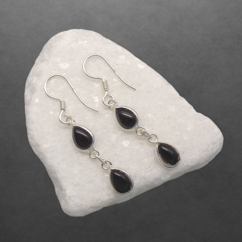 Schwarzer Onyx Ohrringe Aus 925 Sterling Silber, Tropfen, 40 Mm Länge, 55Z Schwarzer Onyx Ohrringe Aus 925 Sterling Silber, Tropfen, 40 Mm Länge, 55Z von ShivasSilver