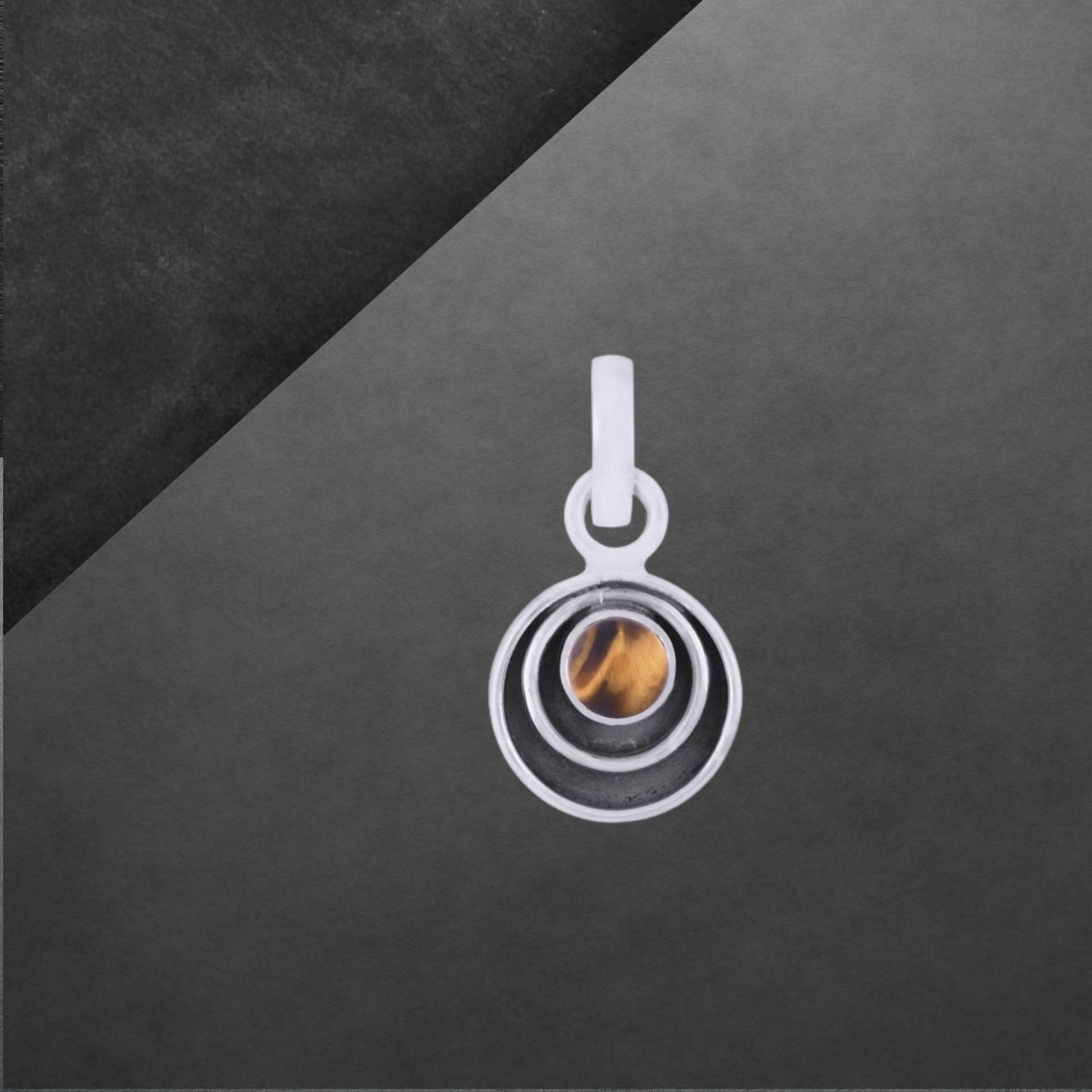 Tigerauge Anhänger 925 Sterling Silber, Geschwärzt, Cabochon Neu 17A von ShivasSilver