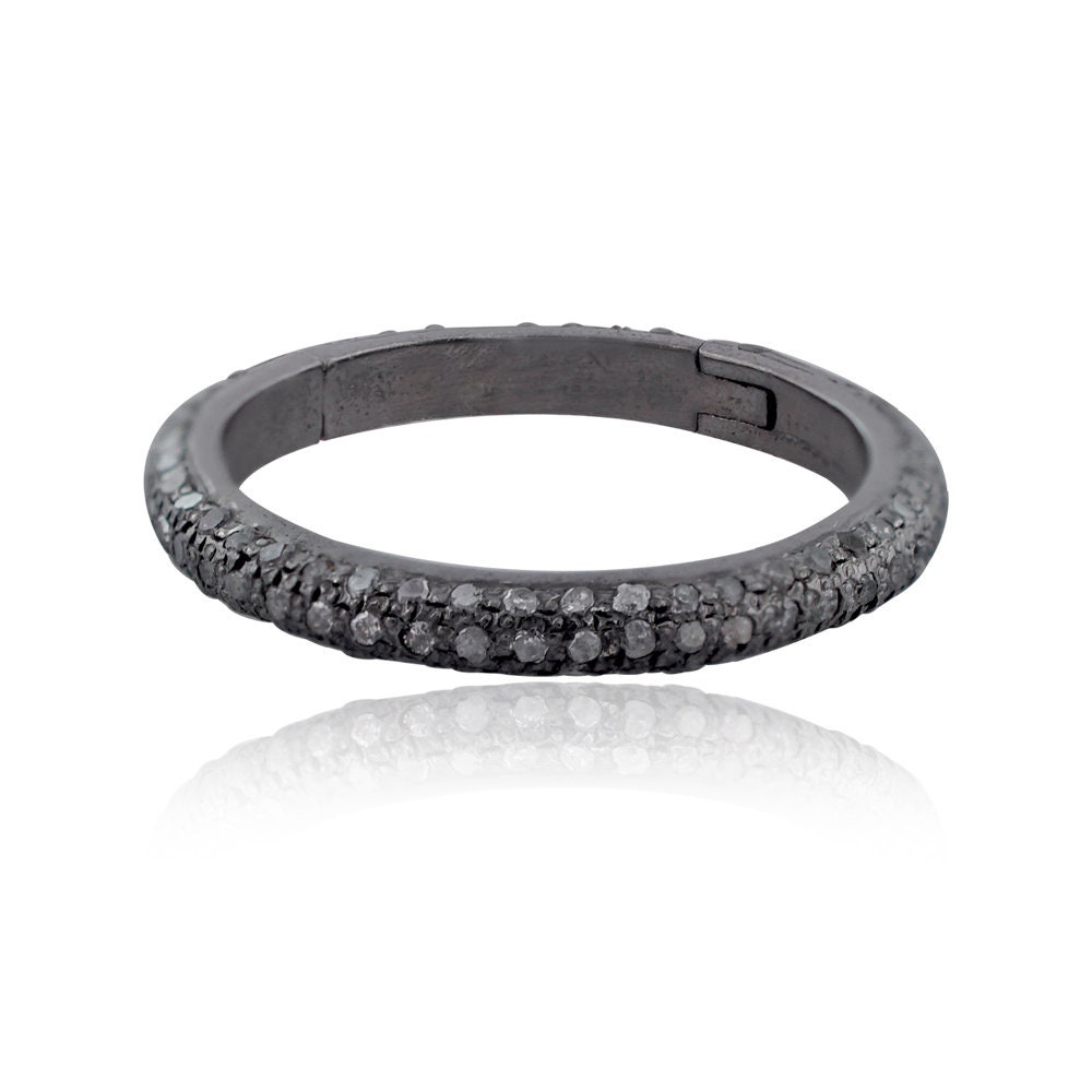 Echter Pave Diamant Eternity Bandring, 925 Sterling Silber Ring, Bandring Schwarz Rhodium, Frauen Schmuck, Geschenkidee Weihnachten von ShivayJewelsDesigns