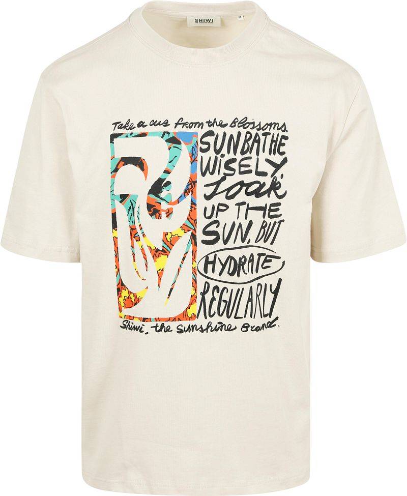 Shiwi T-Shirt Jay Flower Block Beige - Größe L von Shiwi