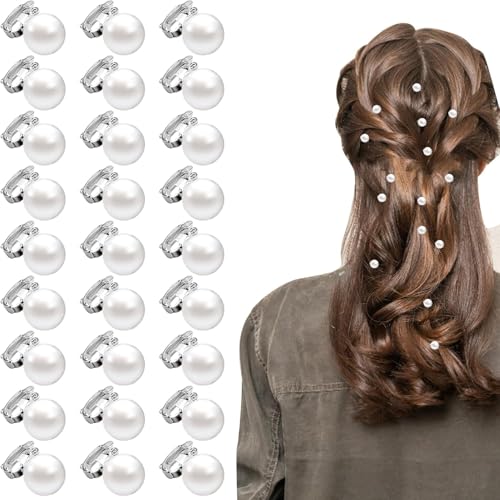 Shixiaodan 30 Stück Haarspangen Perle, geeignet für Damen und Mädchen Bräute - Weiße Perlen Niedliche Hochzeit Haarschmuck Dekoration von Shixiaodan