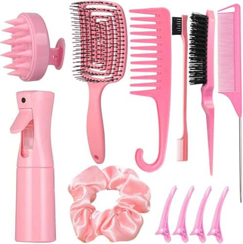 Shixiaodan Damen Haarkamm und Haarbürste Set, Professionelles Friseursalon Styling Haarbürsten-Set, geeignet für lockiges Haar von Shixiaodan