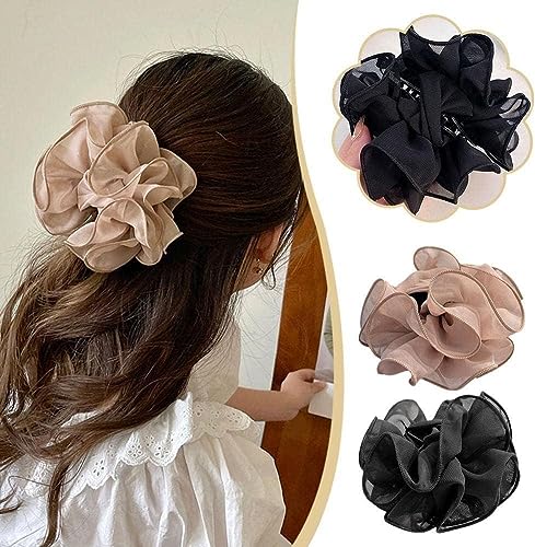 Shixiaodan Große Chiffon Klaue Clip Haarspange Schleife Große Stoffband Blume Rose Damen Klaue Clip Haarspange von Shixiaodan