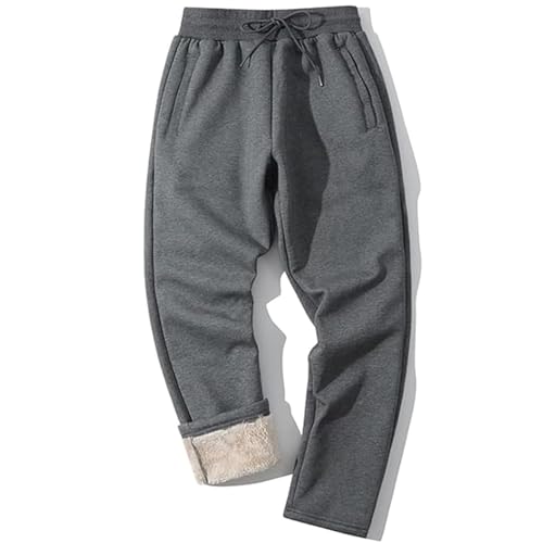 Shiyifa Herren Winter Warm Fleece Sherpa Gefüttert Sweatpants Active Thermal Track Jogger Hose mit Taschen, 02deep grey, Mittel von Shiyifa