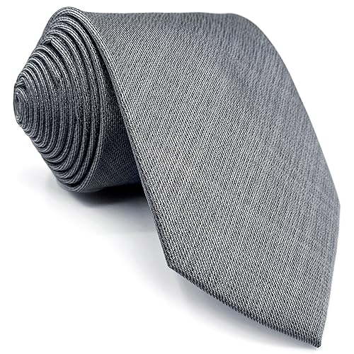 Shlax&Wing Neu Extra lang Herren Seide Geschäftsanzug Krawatte Grau Einfarbig von S&W SHLAX&WING
