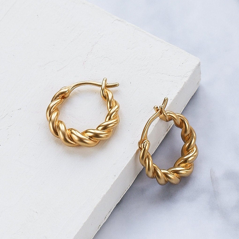 Anne Ohrringe, Hoop Kreis Twisted Hoop, Gold Und Silber Schmuck von ShlomitOfir