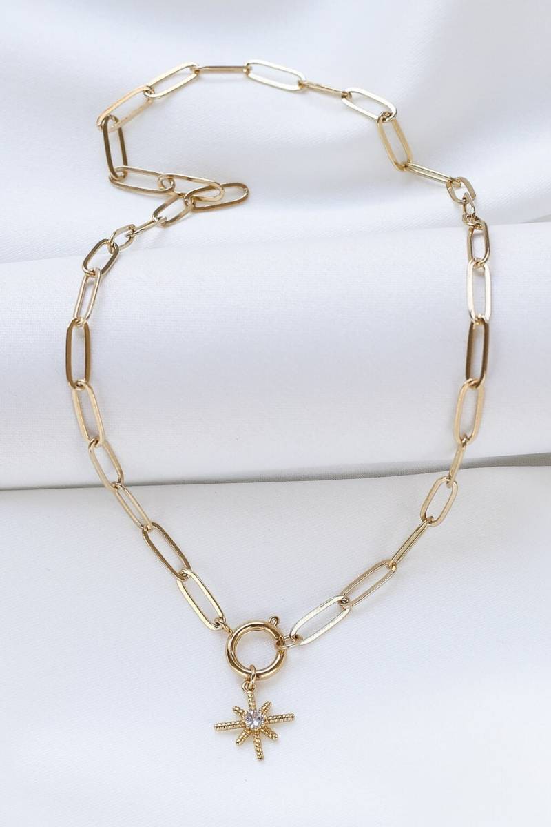 Imperial Halskette, Front Verschluss Kristall Charm, Link-Halskette, Toggle Bar Anhänger Stapelbare Halskette von ShlomitOfir