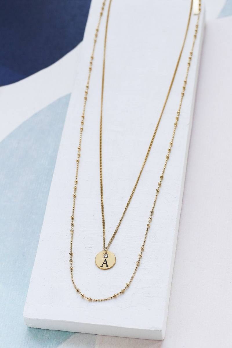 Layered Buchstabe Halskette, Monogramm Personalisierte Individuelle Initial Goldmonogramm von ShlomitOfir