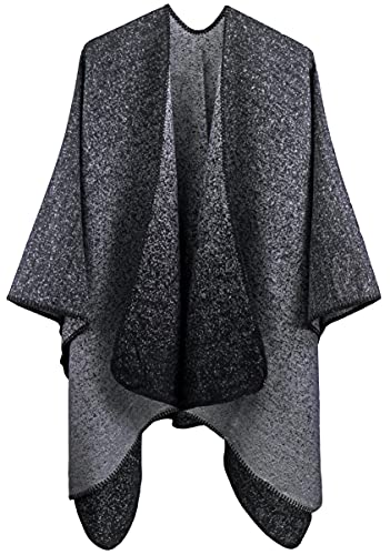 Shmily Girl - Damen Poncho Habe Gestrickt Überdimensionalen Decke Kap-Schal (Schwarz) von Shmily Girl