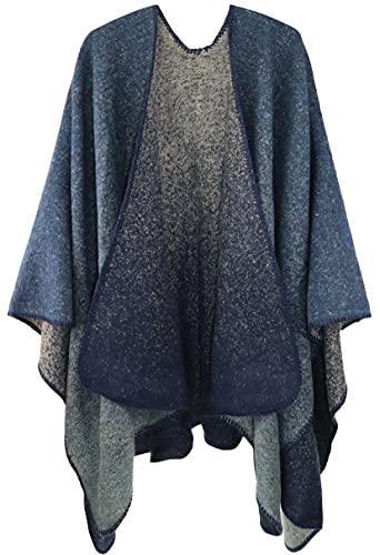 Shmily Girl - Damen Poncho Habe Gestrickt Überdimensionalen Decke Kap-Schal (Navy Blau) von Shmily Girl