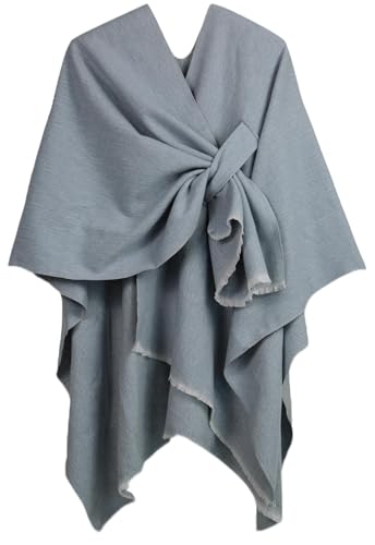 Poncho Damen Strick Reversibel Cape Decke Elegant Warme Schultertuch Gestrickter Schal Mantel für Frühling Herbst（Grau） von Shmily Girl