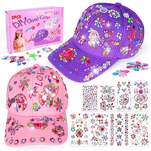 Shmily Bastelset : Geschenk Mädchen 4-12 Jahren Einhorn Kappe Spielzeug ab 4 5 6 7 8 9 10 11 Alte Kinder Geburtstag Pferde Baseballcap Sonnenhut Basteln, Rosa+Lila von Shmily