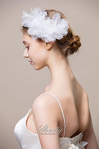 Shmily Hochzeit Haarspange Haarkamm Haarschmuck Brautschmuck Blumen Weiss HS0051 von Shmily