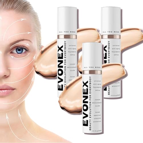 Evonex Age Defying Makeup, Evonex Age Defy Foundation, getönte Anti-Aging-Feuchtigkeitscreme, Foundation-Serum für Frauen, universelle Tönung, getönter Sonnenschutz für das Gesicht mit leichter (3Pcs) von Shnbkls