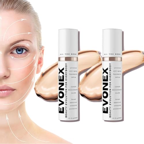 Evonex Age Defying Makeup, Evonex Age Defy Foundation, getönte Anti-Aging-Feuchtigkeitscreme, Foundation-Serum für Frauen, universelle Tönung, getönter Sonnenschutz für das Gesicht mit leichter (2Pcs) von Shnbkls