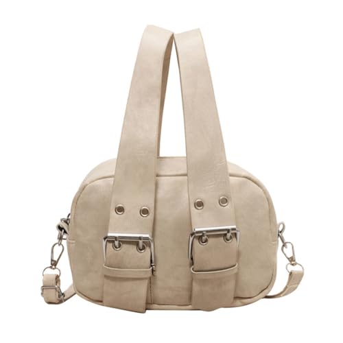 2023 Crossbody-Tasche, einfarbig, Vintage, Schultertasche für Mädchen und Damen, Kuriertasche, beige von Shntig