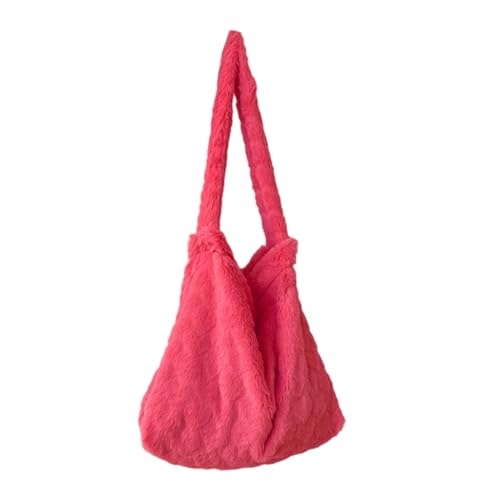 2023 Plüsch-Umhängetasche, einfarbig, Unterarmtasche für Damen, Winter, Achseltasche, hot pink von Shntig