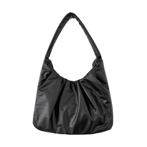 2023 Schultertasche, einfarbig, Vintage-Tasche für Mädchen und Frauen, plissiert, Unterarmtasche, Schwarz von Shntig