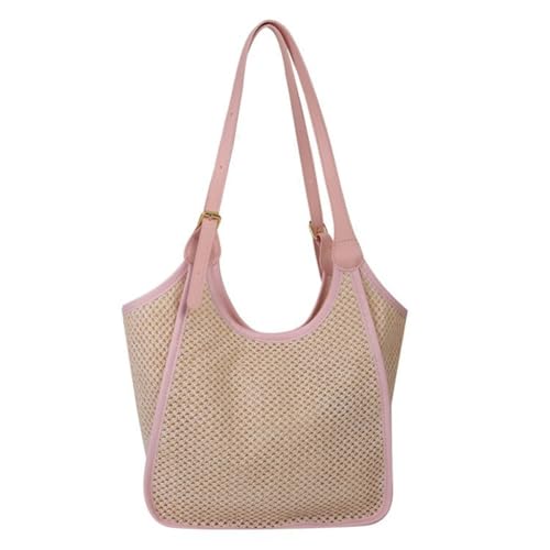 2023 Schultertasche Mode Stroh Gewebt Handtasche Trendy Mesh Tote für Mädchen Frauen, rose von Shntig