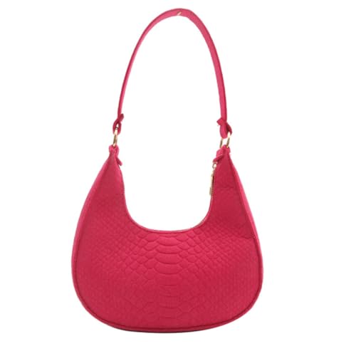 2024 Achseltasche, Filz, Schultertaschen für Mädchen, Frauen, Halbmondtasche, Unterarmtasche, Handtasche, hot pink von Shntig