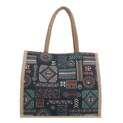 2024 Neue Schultertaschen Ethno-Stil Handtasche für Mädchen Frauen Leinentasche Große Kapazität Einkaufstasche, Stil 3 von Shntig