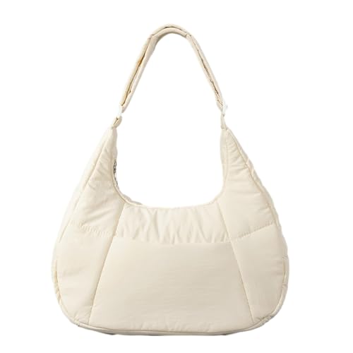 2024 Schultertasche, gesteppte Nylon-Unterarmtasche für Mädchen und Damen, einfarbig, große Kapazität, modische Handtasche, beige von Shntig
