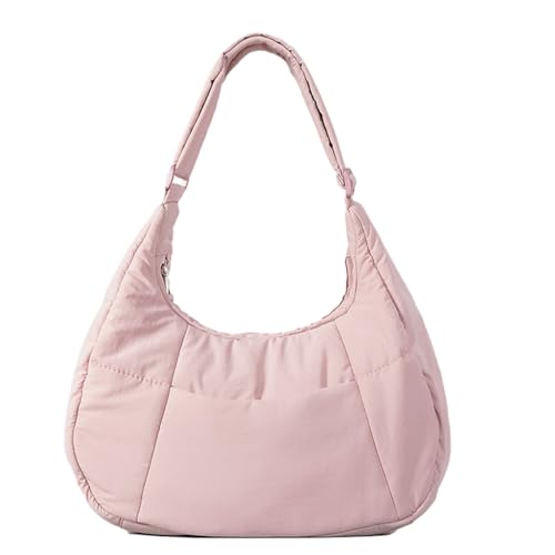 2024 Schultertasche, gesteppte Nylon-Unterarmtasche für Mädchen und Damen, einfarbig, große Kapazität, modische Handtasche, rose von Shntig