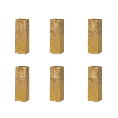 6 Weinträgertaschen verschönern Ihre Präsentation, Weinflaschentaschen, Papiertextur, geeignet für verschiedene Veranstaltungen, gold, Single branch von Shntig