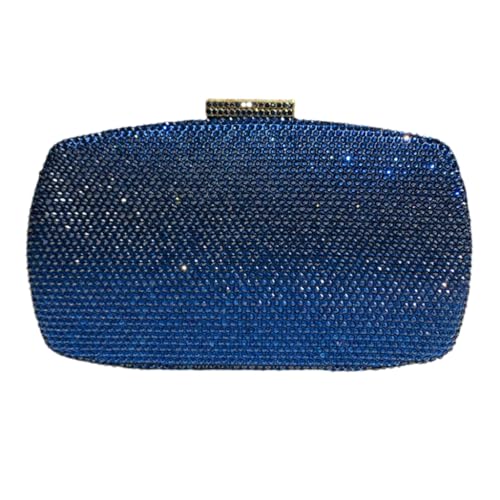 Abendtasche mit glitzernden Strasssteinen für Damen, formelle Party, Kristall-Diamant-Tasche, Hochzeit, Cocktail, Handtasche mit Kette, blau von Shntig